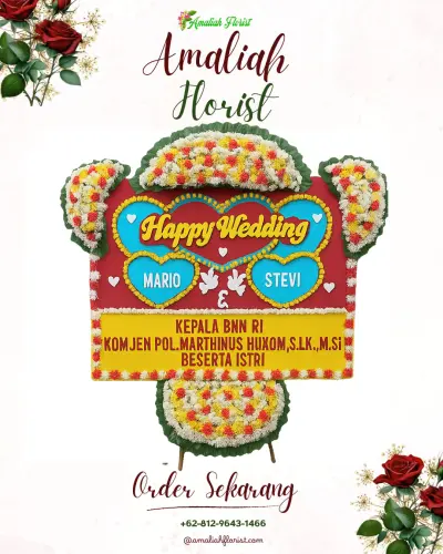 Karangan Papan Bunga Pernikahan di Buha